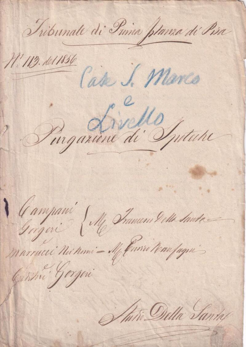 Storia postale  Circolare da Tribunale di prima Istanza di Pisa n. 113 del 1856