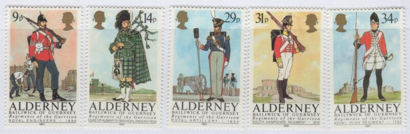 Francobolli Alderney Anno 1985 Uniformi militari
