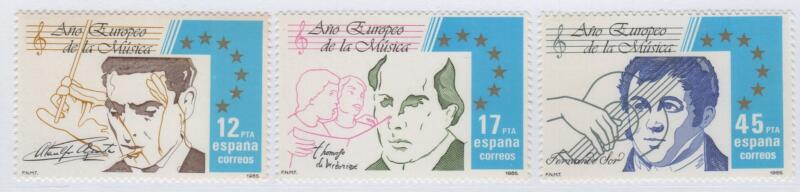 Francobolli Spagna Anno 1985 Anno europeo della Musica