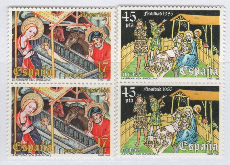 Francobolli Spagna Anno 1985 Natale (2 coppie)
