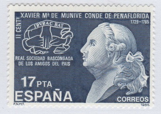Francobollo Spagna Anno 1985 Bicentenazio della morte di Xavierde Munive