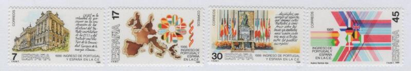 Francobolli Spagna Anno 1986 Adesione alla CEE di Spagna e Portogallo Emissione comune con il Portogallo