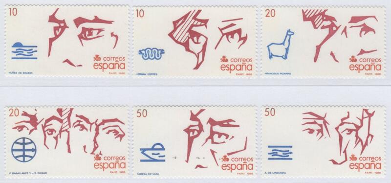 Francobolli Spagna Anno 1988 Quinto centenario della scoperta dell’America Terza serie (cat. n. 2585-2590)
