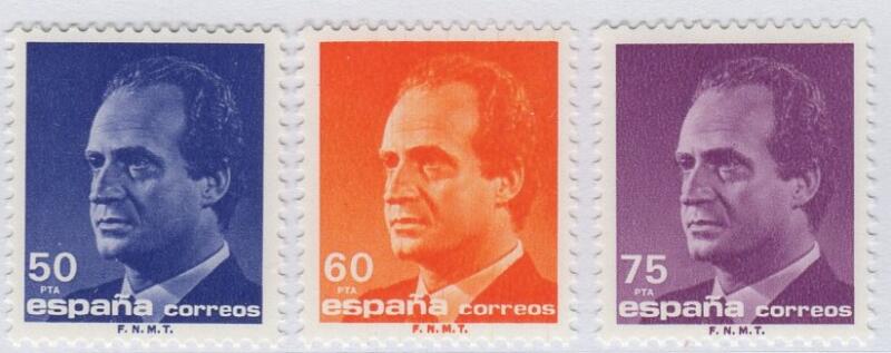 Francobolli Stagna Anno 1989 Effigie del Re Juan Carlos (cat. n. 2617-2619)