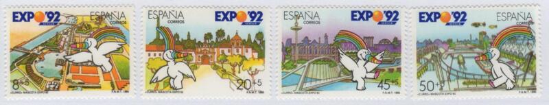 Francobolli Spagna Anno 1990 EXPO 92 Esposizione Universale di Siviglia Quinta serie (cat. n. 2664-2667)