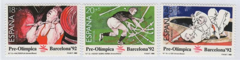 Francobolli Spagna Anno 1990 Preolimpica Barcellona 92 Quinta serie (cat. n. 2668-2670)