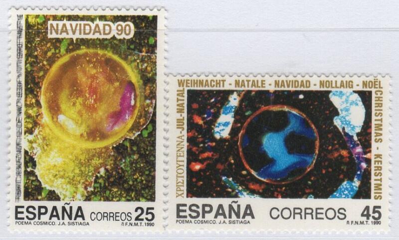 Francobollo Spagna Anno 1990 Natale (cat. n. 2696-2697)