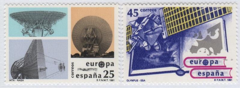 Francobolli Spagna Anno 1991 Europa Europa spaziale (cat. n. 2725-2726)