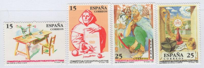 Francobolli Spagna Anno 1991 Anniversari di personaggi celebri (cat. n. 2727-2730)