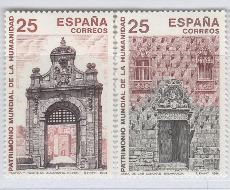 Francobolli Spagna Anno 1991 Patrimonio mondiale dell’umanità (cat. n. 2754-2757)