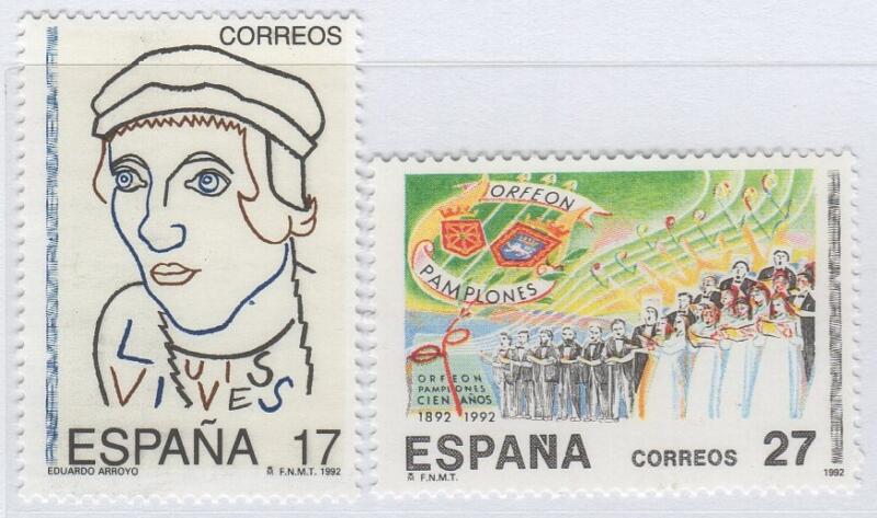 Francobolli Spagna Anno 1992 Anniversari diversi (cat. n. 2820-2821)