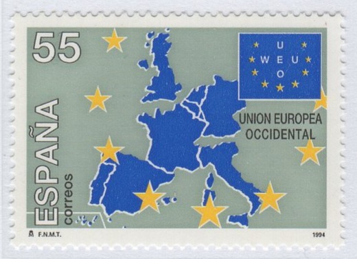 Francobollo Spagna Anno 1994 40esimo anniversario dell’Unione europea (cat. n. 2915)