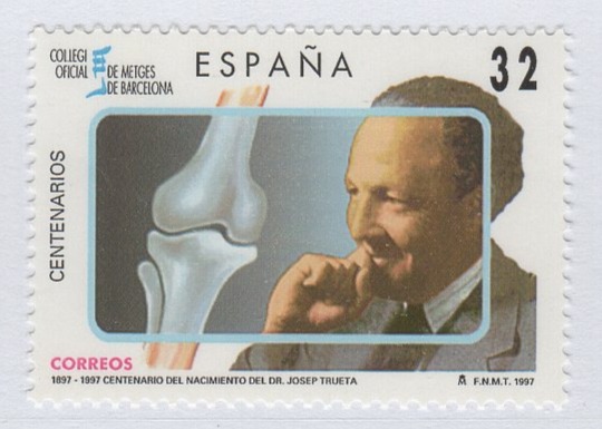 Francobollo Spagna Anno 1997 Centenario della nascita di Trueta (cat. n. 3056)