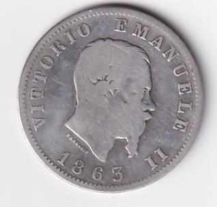 Moneta Italia Regno Vittorio Emanuele II Anno 1863 Lire 1 Zecca di Milano