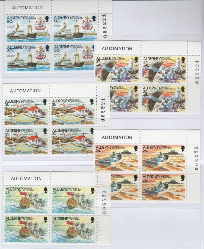 Francobolli Alderney QUARTINE Anno 1991 Automazione del faro les Casquets