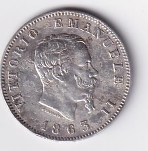 Moneta Italia Regno Vittorio Emanuele II Anno 1863 Lire 1 Zecca di Milano