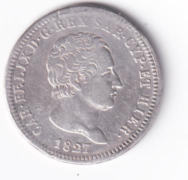 Moneta Italia Regno Carlo Felice Anno 1827 Genova Lire 2