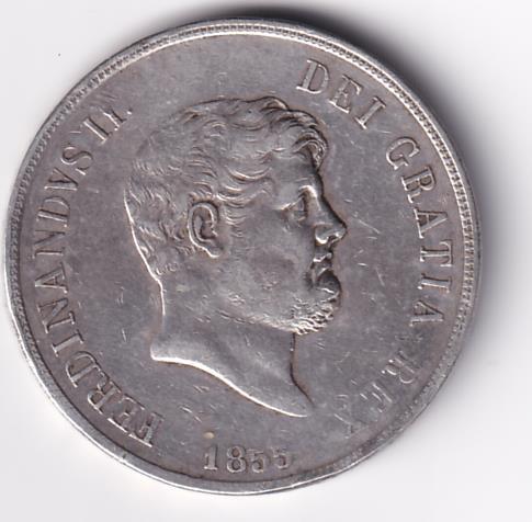 Moneta Regno di Napoli Anno 1855 GRANA 120 FERDINANDUS II DEI GRATIA REX 1854 REGNI UTR SIG. ET . HIER GR 120