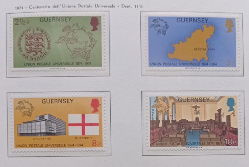Francobolli Guernsey Anno 1974 Centenario dell'UPU