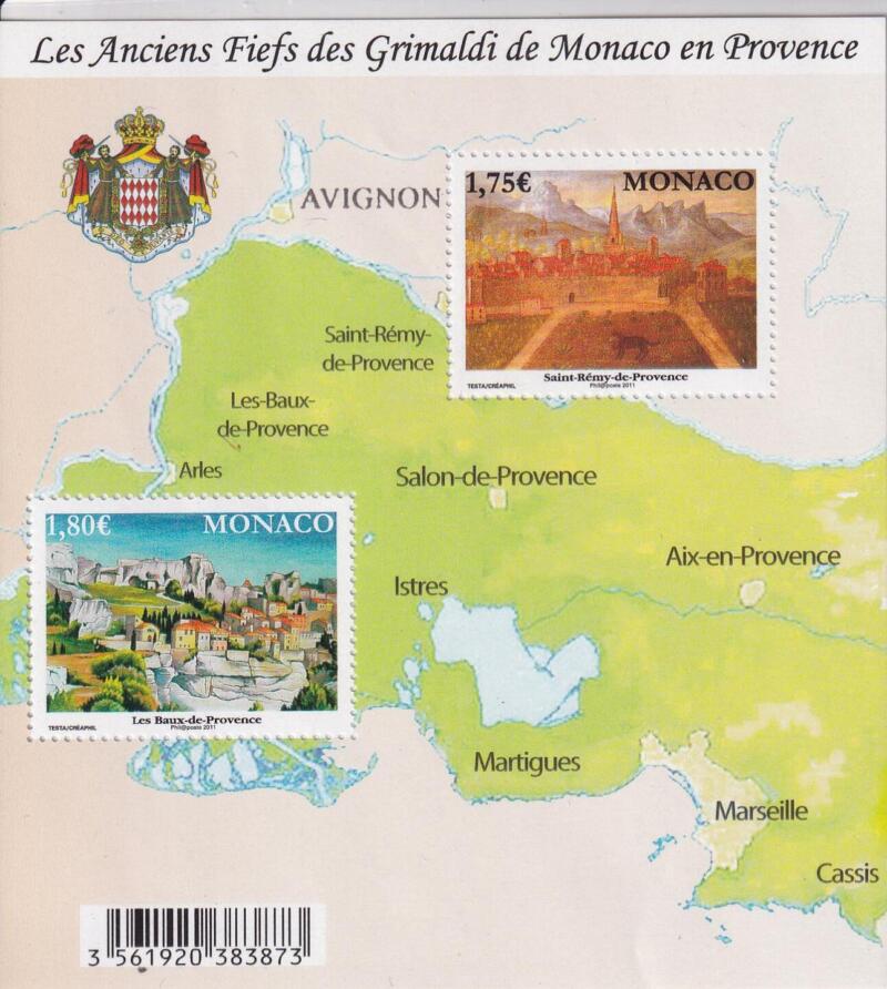 Foglietto Monaco Anno 2011 Antichi feudi della Famiglia Grimaldi in Provenza