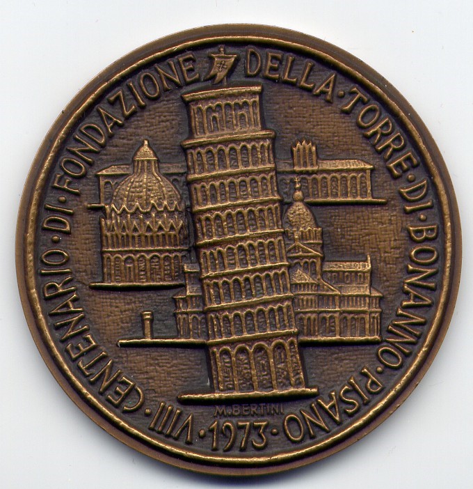 Medaglia commemorativa VIII CENTENARIO DI FONDAZIONE DELLA TORRE DI BONANNO PISANO - 1973 Opera della Primaziale Pisana