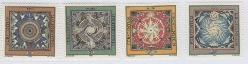 Francobolli Liechtenstein Anno 1994 I quattro elementi