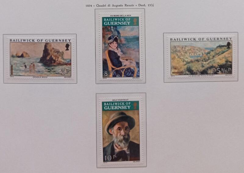 Francobolli Guernsey Anno 1974 Dipinti di Renoir