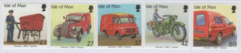 Francobolli Man Anno 2003 Veicoli posali di ieri e di oggi
