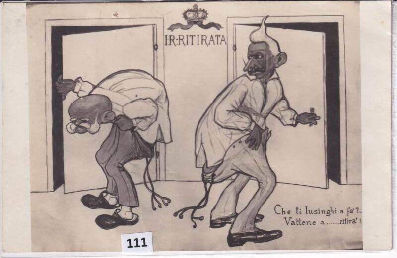 Cartolina satirica d'epoca PAPA' BISMARCH CONSIGLIAMI!