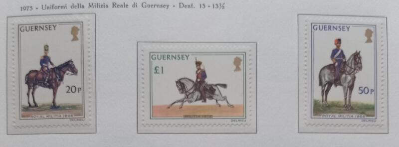 Francobolli Guernsey Anno 1975 Antiche uniformi militari