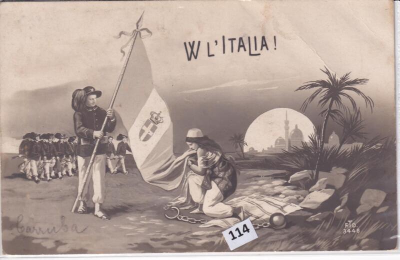 Cartolina satirica d'epoca W L'ITALIA