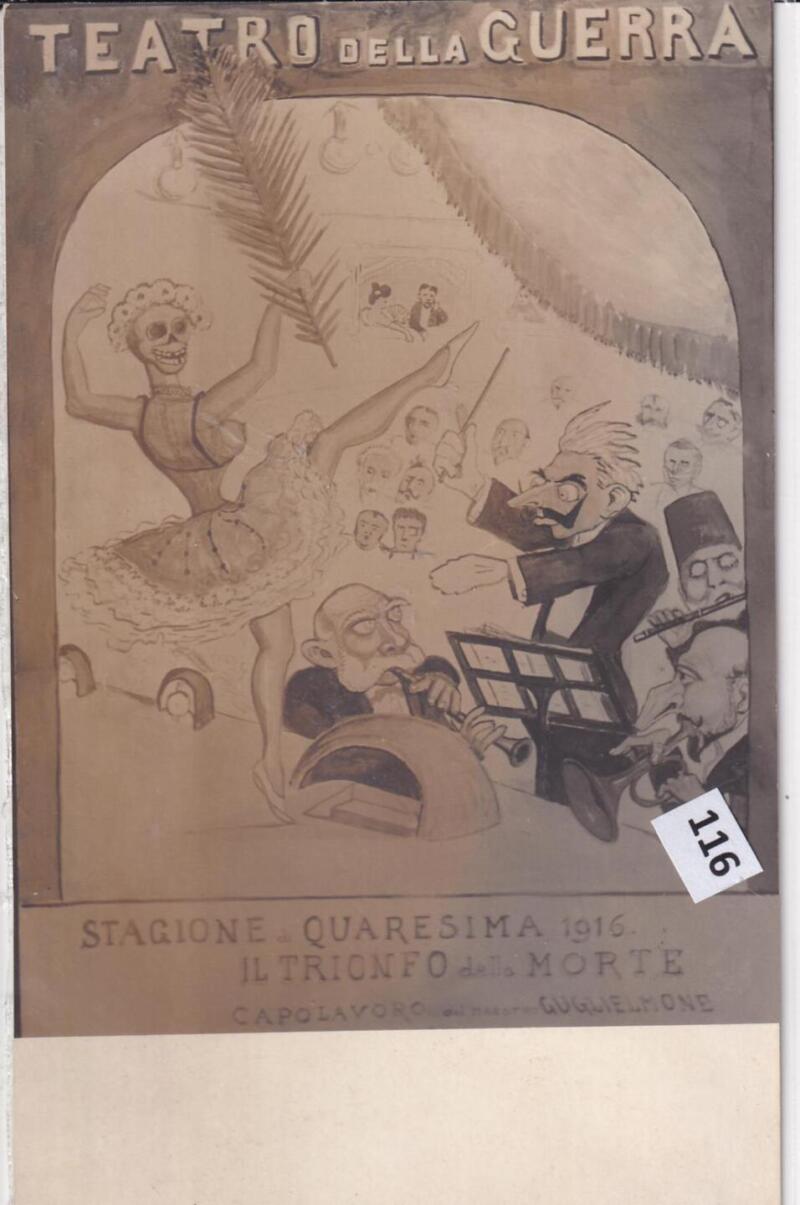 Cartolina satirica d'epoca TEATRO DELLA GUERRA