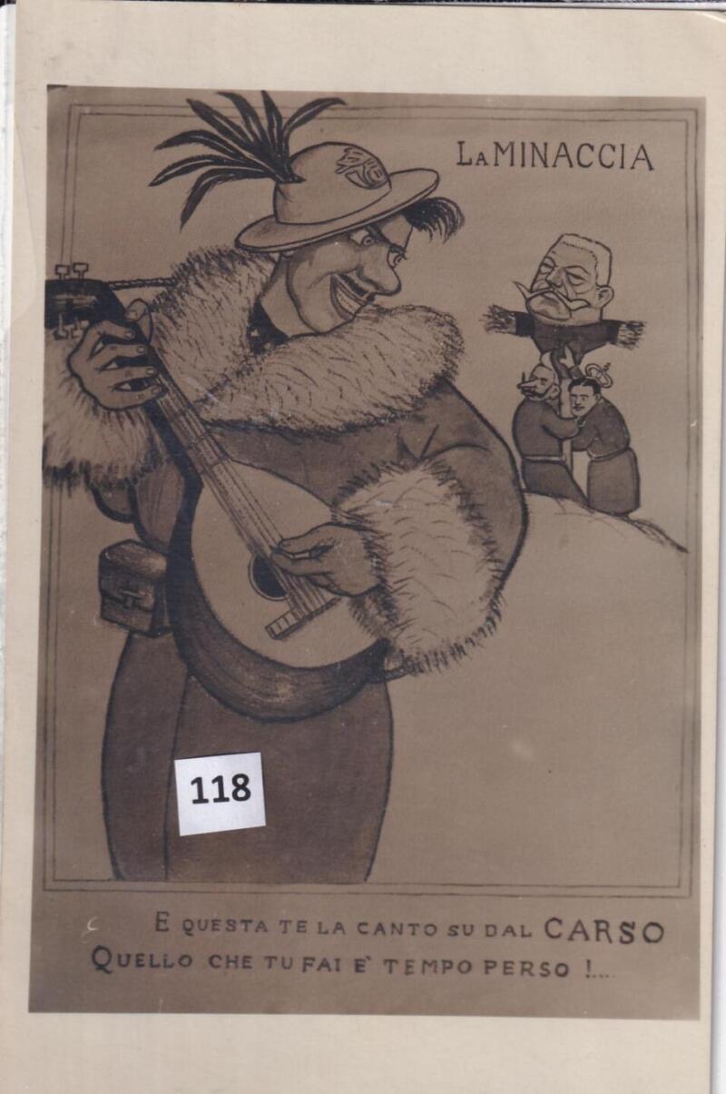 Cartolina satirica d'epoca LA MINACCIA