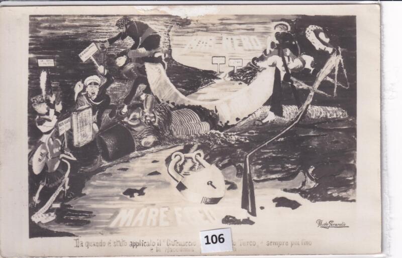 Cartolina satirica d'epoca MARE EGEO