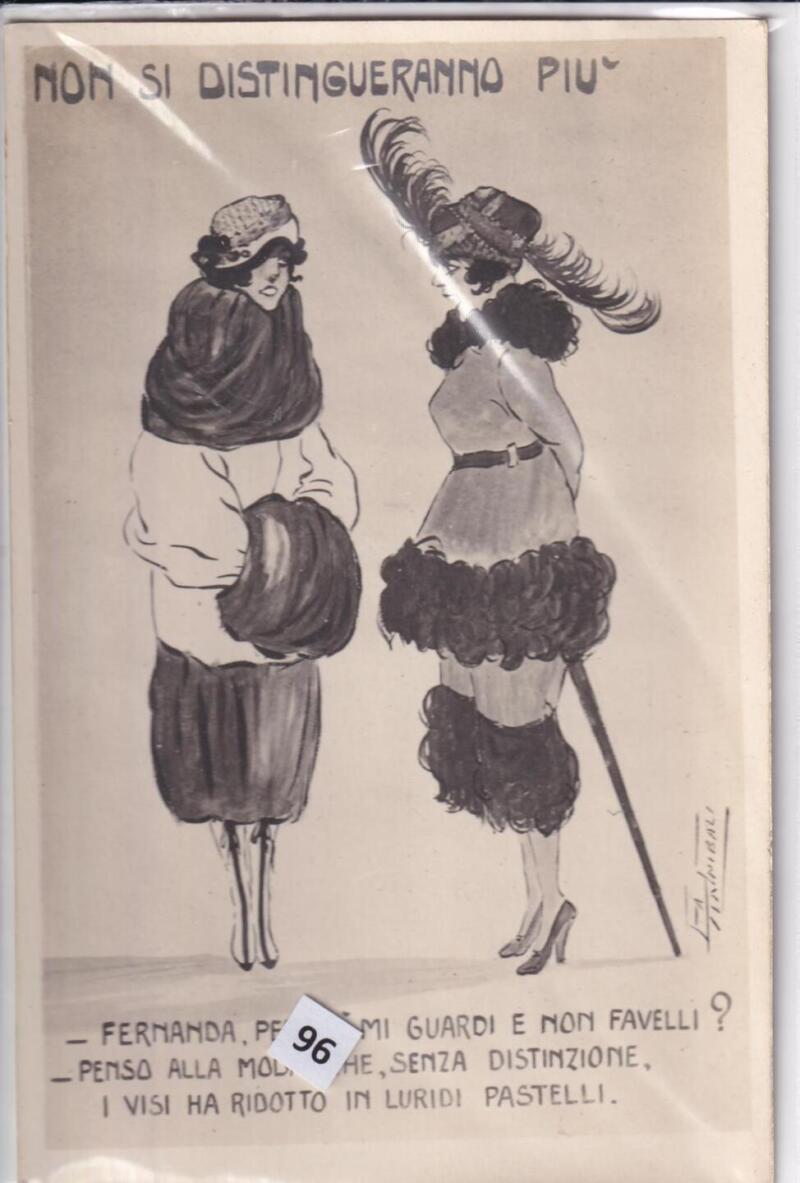 Cartolina satirica d'epoca NON SI DISTINGUERANNO PIU'