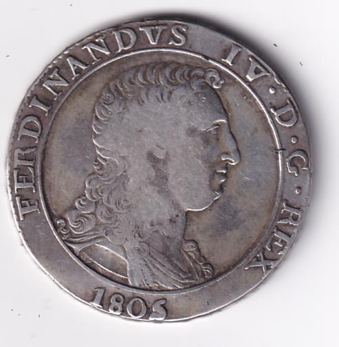 Moneta Regno di Napoli Anno 1805 GRANA 120 FERDINANDUS IV .D.G.REX 1805 UTR.HIER.HISP. L D G.120