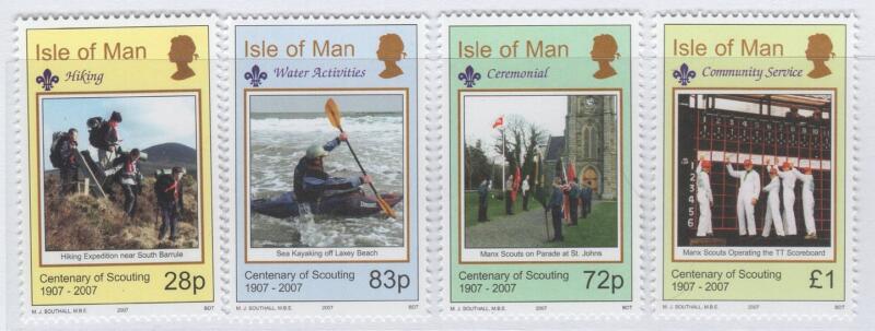 Francobolli Man Anno 2007 100 anni di scoutismo