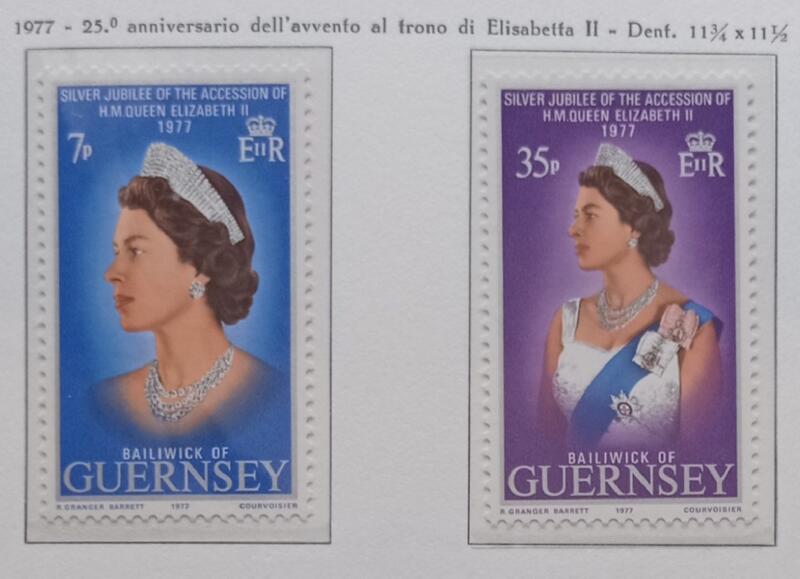 Francobolli Guernsey Anno 1977 Giubileo della Regina Elisabetta