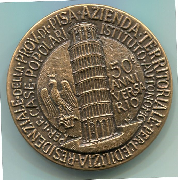 Medaglia commemorativa 50° anniversario Azienda Territoriale per l’Edilizia Residenziale della Provincia di Pisa Istituto Autonomo per le Case Popolari 1937-1987