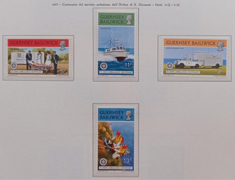 Francobolli Guernsey Anno 1977 Centenario dell'Ordine ospedaliero di S. Giovanni
