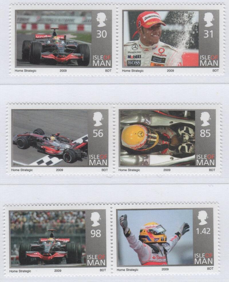 Francobolli Man Anno 2009 Omaggio a Lewis Hamilton vincitore del campionato mondiale piloti di Formula 1