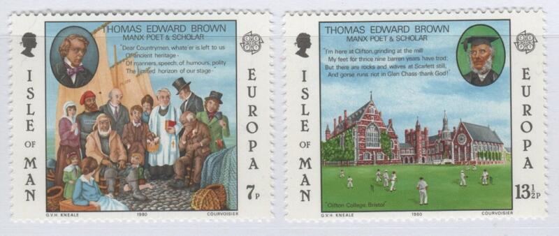 Francobolli Man Anno 1980 Europa Personaggi celebri 150esimo anniversario della nascita del rev. T. E. Brown