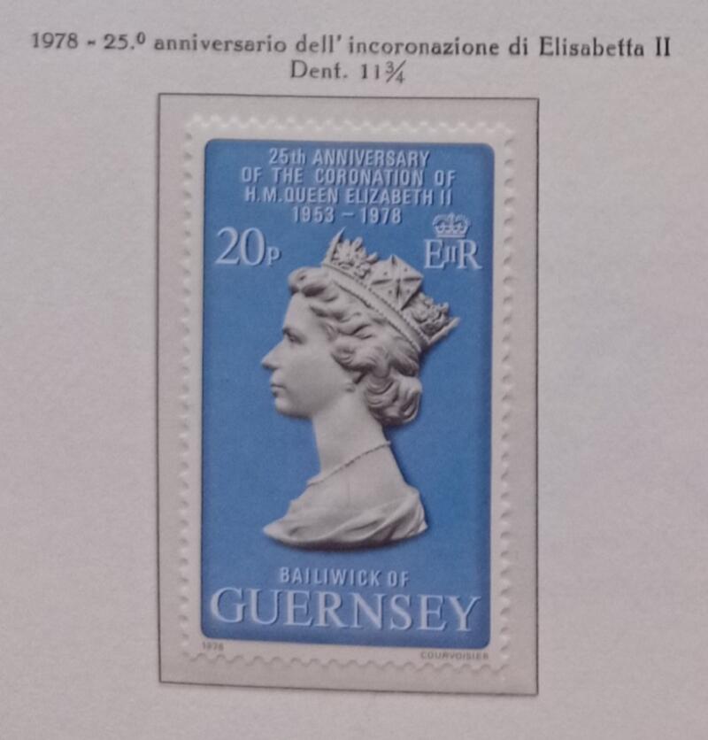 Francobollo Guernsey Anno 1978 25esimo anniversario dell'incoronazione della Regina Elisabetta II
