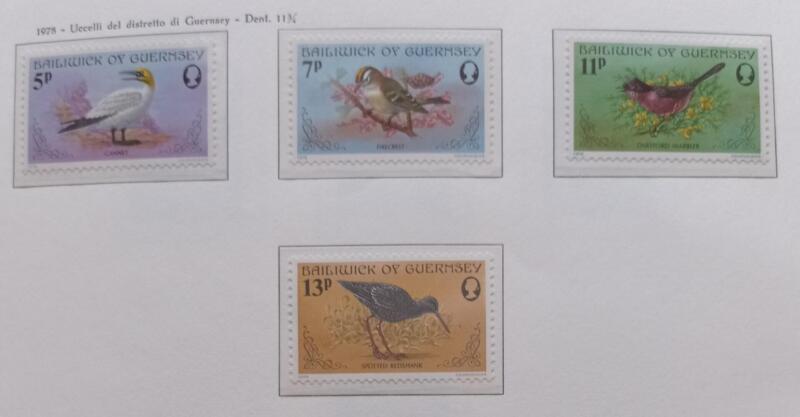 Francobolli Guernsey Anno 1978 Uccelli della fauna locale