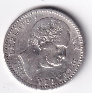 Moneta Italia Regno Umberto I Anno 1881 Roma Lire 2 STEMMA