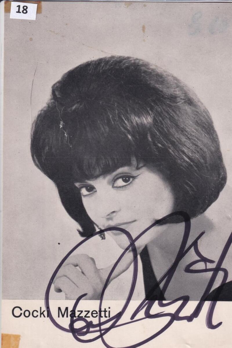 Cartolina d'epoca Ritratto della cantante COCKI MAZZETTI con autografo