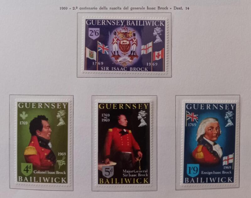 Francobolli Guernsey Anno 1969 Bicentenario della nascita di Sir Isaac Brock