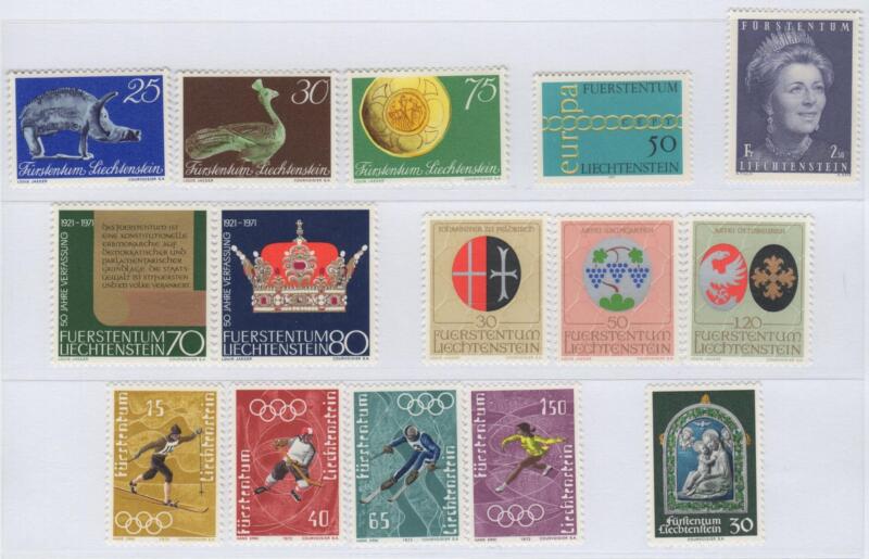 Francobolli Liechtenstein Anno 1971 Annata completa