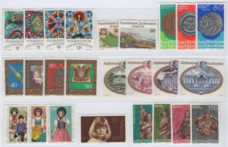 Francobolli Liechtenstein Anno 1977 Annata completa