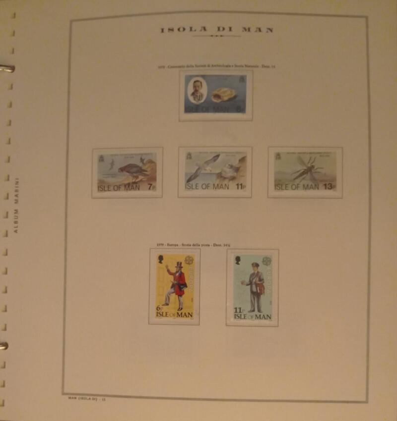 Francobolli Man Anno 1979 Annata completa montata su Fogli Marini King usati (i fogli sono in omaggio)